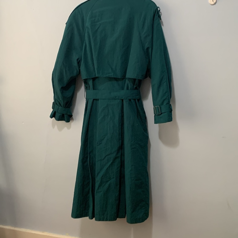 Classic Women's Teal Trench Coat with Belt - Picture 4 of 5